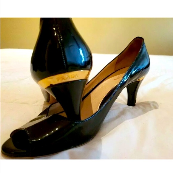 Shoes - Prada - Heels Black Patent Leather Size 8.5